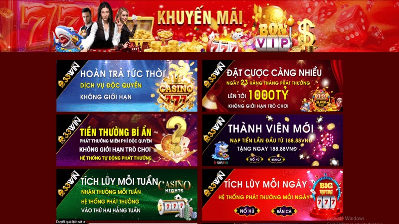 Đánh giá về chương trình khuyến mãi và ưu đãi của 33Win
